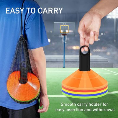 Soccer Training Cones, Agility Disc Sports Cones with Carry Bag and Holder, Plastic Football Cones for Drills, Sports Training, Basketball, Coaching, Practice Equipment, 5 Color