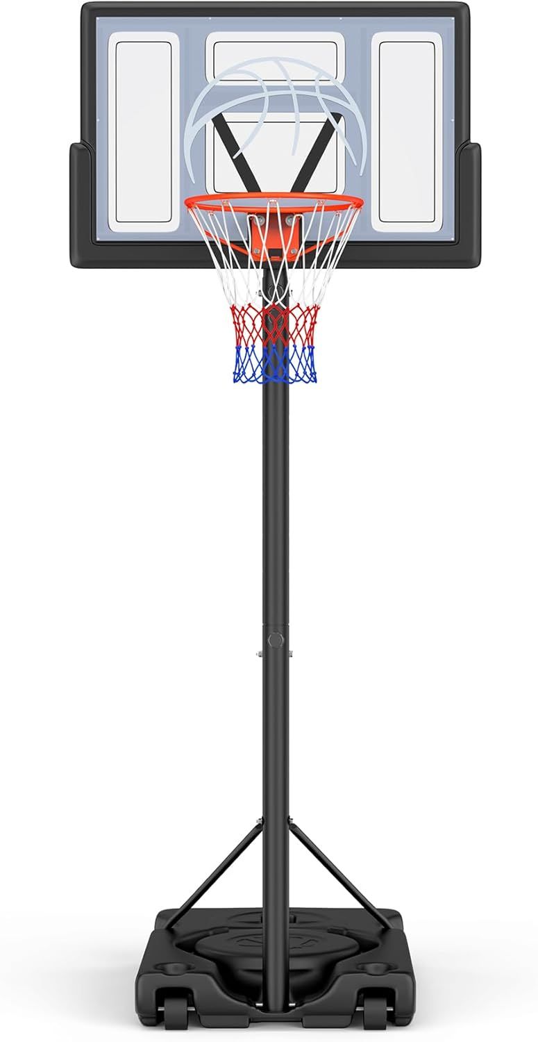 Basketball Hoop Outdoor 10ft Adjustable, Portable Basketball Hoop Goal System for Kids Youth and Adults in Backyard/Driveway/Indoor, 44 Inch Shatterproof Backboard and Larger Base