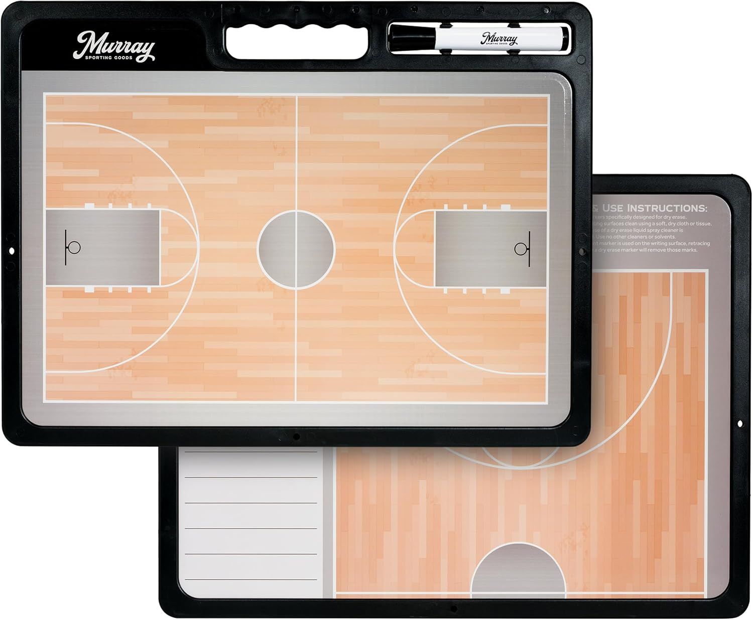 Murray Sporting Goods Premium Coaches Clipboard | Double-Sided Dry Erase Marker Board for Basketball, Baseball, Soccer, Football, Hockey (Marker Included)