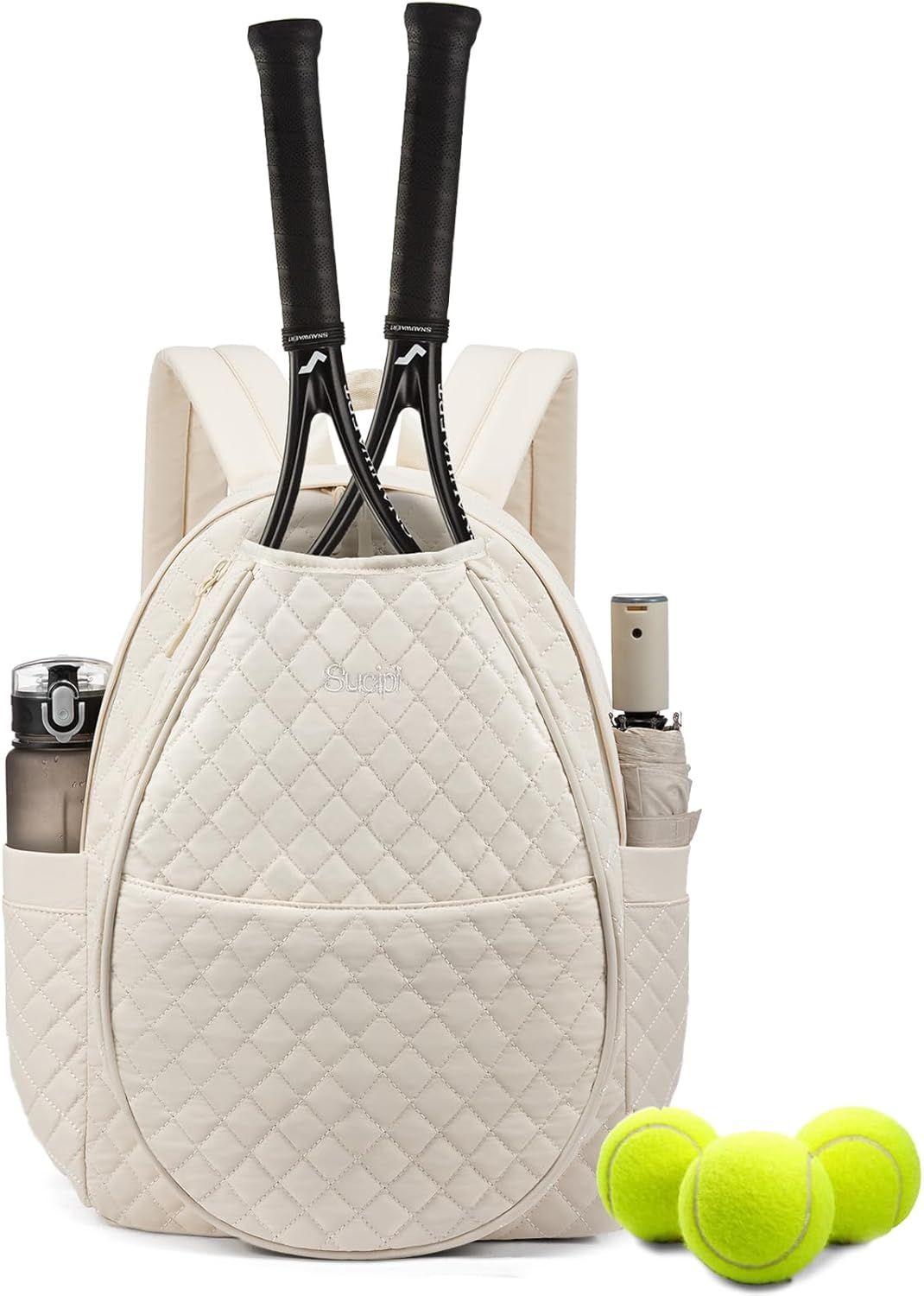 Sucipi Tennis Bags for Women, Quilted Tennis Racket Bag Backpack for Tennis Racquet, Pickleball Paddles, Badminton