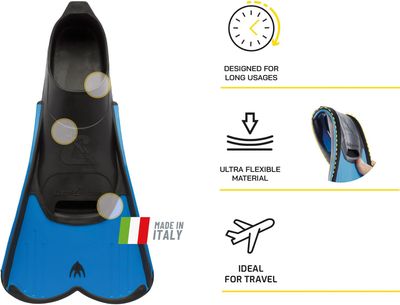 Cressi Short Full Foot Pocket Fins for Swimming or Training in the Pool and in the Sea - Light: made in Italy