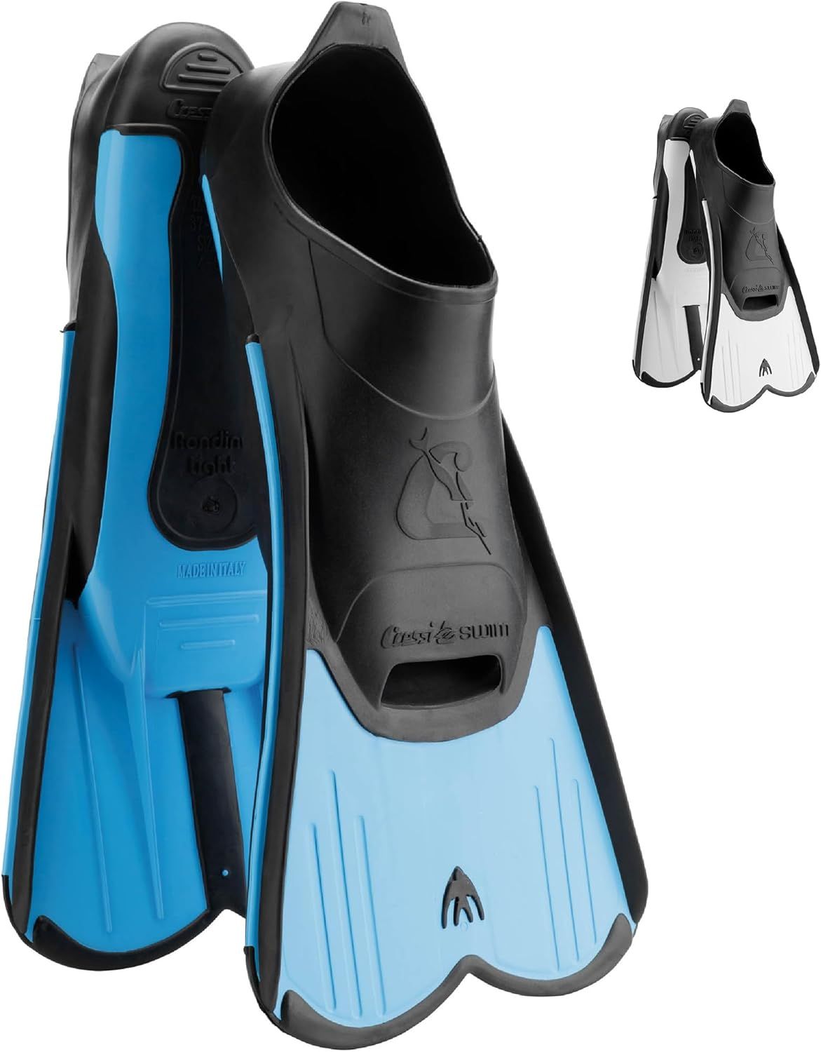Cressi Short Full Foot Pocket Fins for Swimming or Training in the Pool and in the Sea - Light: made in Italy