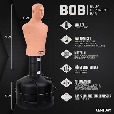 Century BOB Punching Bags - Style Options | Freestanding Punching Bag | Boxing Dummy for Adults | Fighting Dummy &amp; Boxing Bag Stand | Kick Boxing Mannequin | Training Dummy for Martial Arts