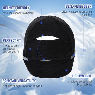 3 Pieces Reflective Fleece Running Ponytail Hat Women Safety Beanie with Ear Covers Cold Weather Skull Cap