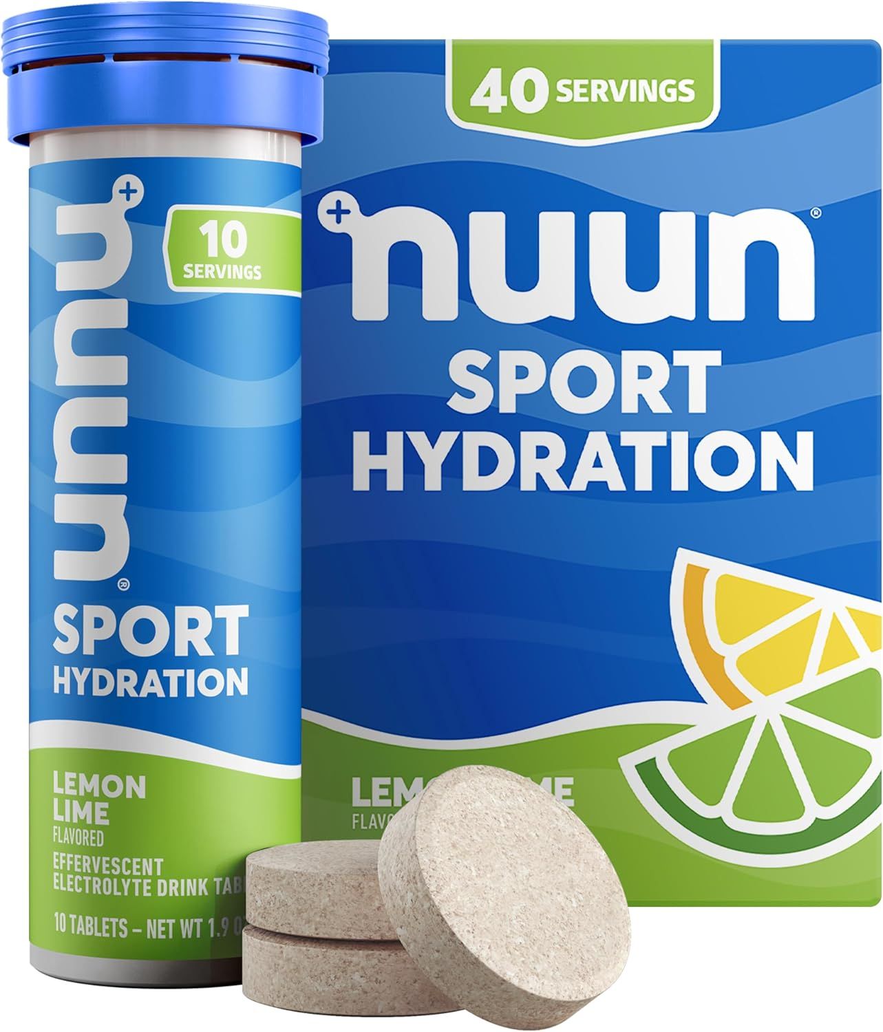Nuun Sport Electrolyte Tablets for Proactive Hydration, Lemon Lime, 4 Pack (40 Servings)