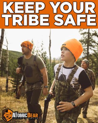 Atomic Bear Paracord Bracelet (2 Pack) - Adjustable - Fire Starter - Loud Whistle - Perfect for Hiking, Camping, Fishing and Hunting - Black &amp; Black+Orange
