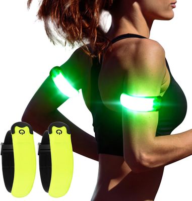 LED Armband Running USB Rechargeable(2 Pack), High Visibility Wristband for Runners, Joggers, Pet Owners, Cyclists, Adjustable Waterproof Reflective Bracelets for Night Running, Walking