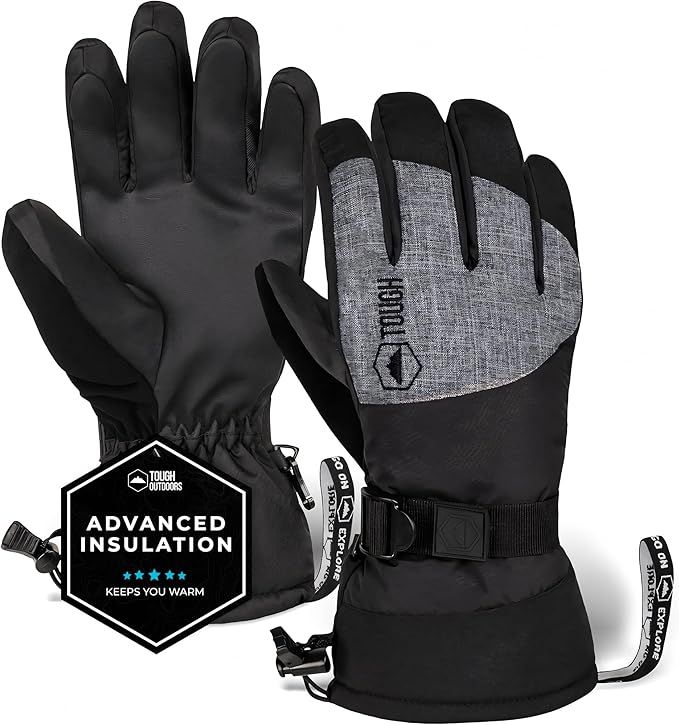 Tough Outdoors Ski Gloves - Snow Gloves for Men &amp; Women - Men&#39;s Winter Gloves - Women&#39;s Waterproof Gloves - Warm Skiing Gloves - Insulated Snowboarding Gloves - Thermal Snowboard Gloves
