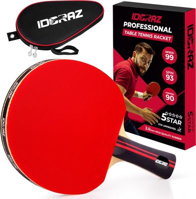 Ping Pong Paddle Professional Racket - Table Tennis Racket with Carrying Case - ITTF Approved Rubber for Tournament Play - Best Table Tennis Paddle