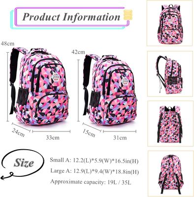 3Pcs Geometric Print Girls Backpack and Lunch Bag Set for Kids Elmentary Middle School Bags Bookbag
