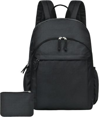 Classical Basic Black Backpack for School, Water Resistant Bookbag for Boys Girls, Travel Laptop Backpack, Work Backpack for Men, Backpack for College Students (Black)