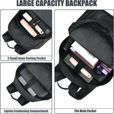 Classical Basic Black Backpack for School, Water Resistant Bookbag for Boys Girls, Travel Laptop Backpack, Work Backpack for Men, Backpack for College Students (Black)