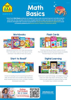 School Zone - Math Basics 3 Workbook - 64 Pages, Ages 8 to 9, 3rd Grade, Multiplication, Division, Word Problems, Place Value, Fractions, and More (School Zone I Know It!® Workbook Series)