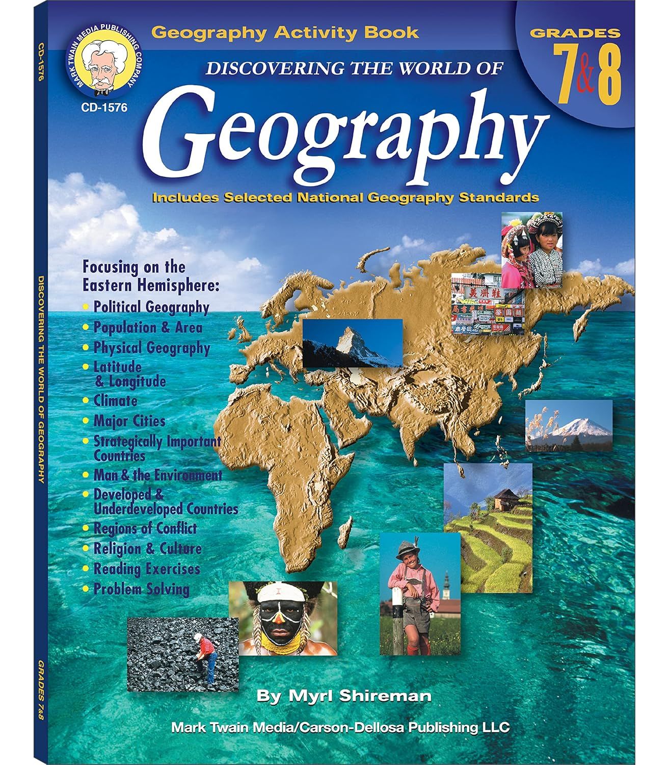 Mark Twain Geography Workbook, Geography for Kids Grade 7-8, Population, Political, Climate, Physical Geography of the Eastern Hemisphere, 7th Grade (USED)