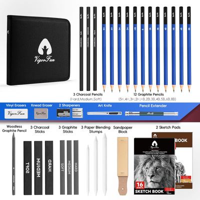 Art Supplies, Sketching &amp; Drawing Pencils Art Kit with 2 Sketch Pads , Professional Artists Drawing Supplies Set Includes Graphite, Charcoals, Kneaded Eraser for Kids, Teens and Adults (35 Pieces)