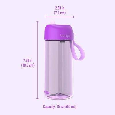 Bentgo Kids Water Bottle - Leak-Proof, Durable Tritan, BPA-Free 15 oz. Cup for Kids/Toddlers Ages 3+ - Flip-Up Straw &amp; Dishwasher Safe for School, Sports, Daycare &amp; Camp (Purple)