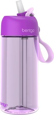 Bentgo Kids Water Bottle - Leak-Proof, Durable Tritan, BPA-Free 15 oz. Cup for Kids/Toddlers Ages 3+ - Flip-Up Straw &amp; Dishwasher Safe for School, Sports, Daycare &amp; Camp (Purple)