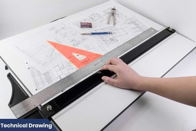 Pacific Arc Drafting Board, Portable Drafting Table with Parallel Bar, 23 x 31 Inches