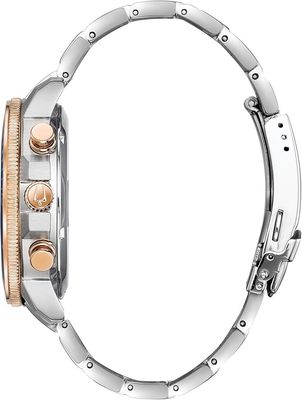 Bulova Men's Marine Star Series C Two-Tone Rose Gold Stainless Steel 6-Hand Chronograph Quartz Watch, Blue Dial Style: 98B301
