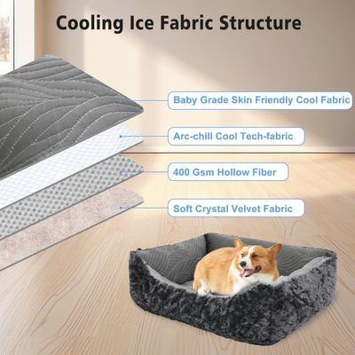 2 in 1 Dog Beds and Dog Cooling Bed for Large Medium Small Dogs,Reversible Rectangle Two-Sided Dog Bed,Washable Orthopedic Durable Sofa Bed for Pet Sleeping Puppy Cat,M-Dark Grey