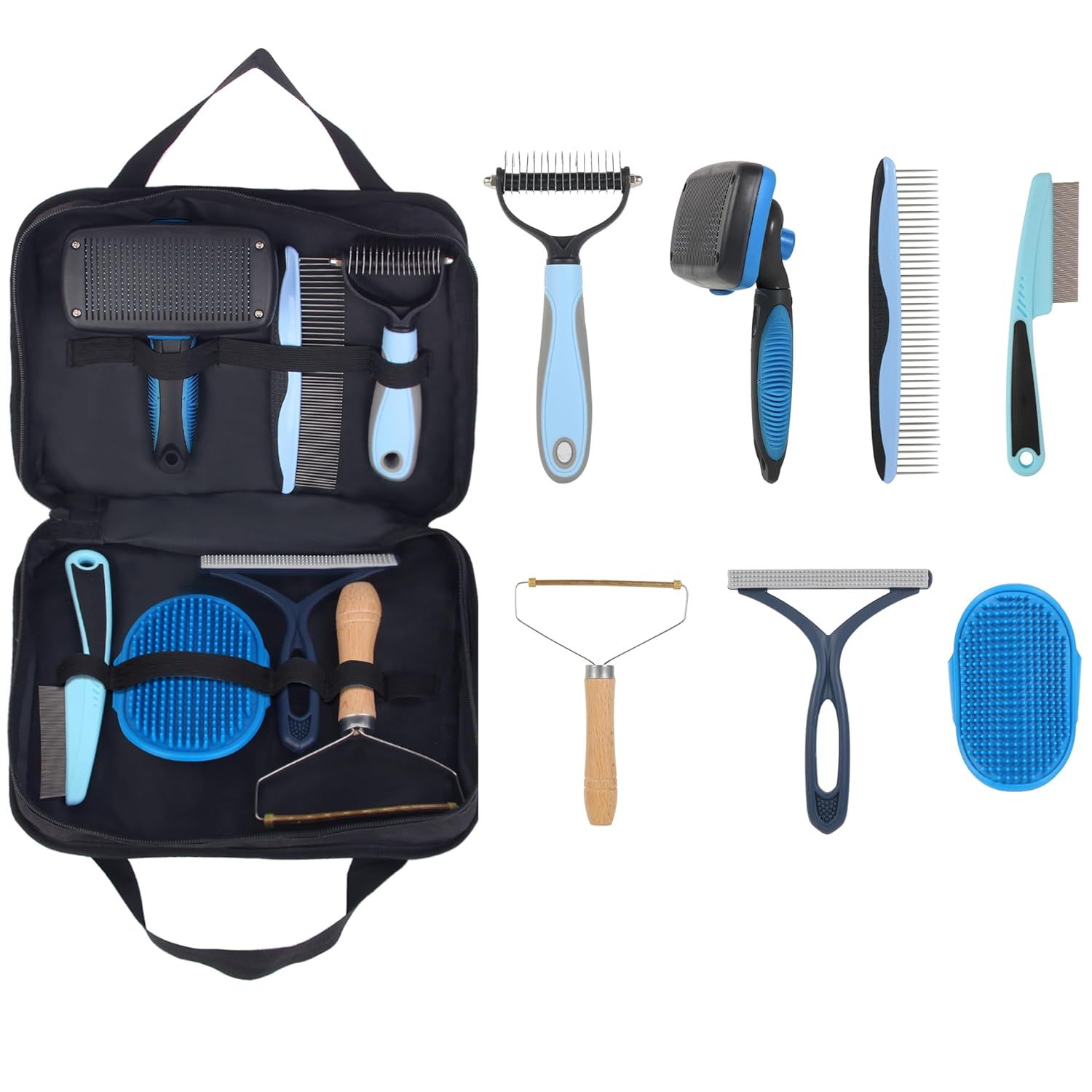 7 in 1 Pet Deshedding Brush Set, Pet Brush Set for Dog and Cat, Dog Grooming Brush Kit, Dog Undercoat Brush Set, Dog Grooming Kit for Long Haired Dogs, Large Dog Accessories for Home