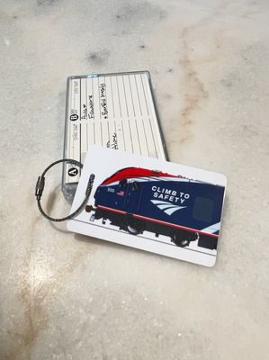 Climb to Safety Train Luggage Tag