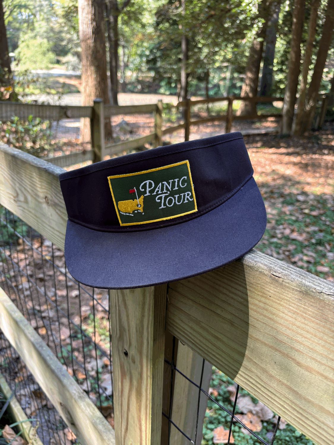 Richardson visor with custom Panic Tour patch