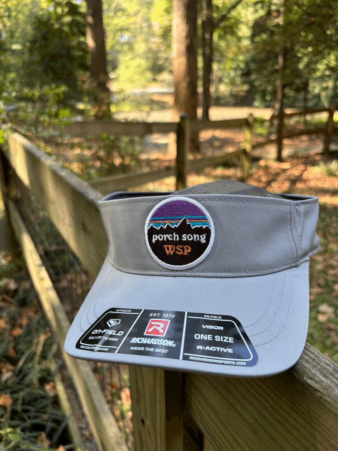Richardson low profile visor with custom Porch Song patch