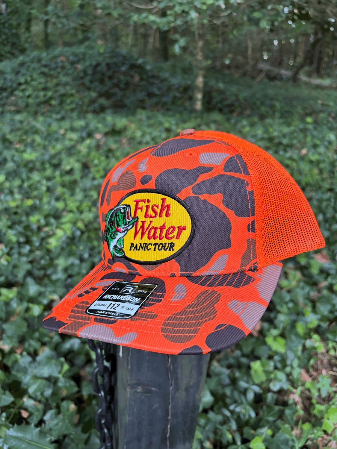 Richardson 112 camo hat with custom Fishwater patch