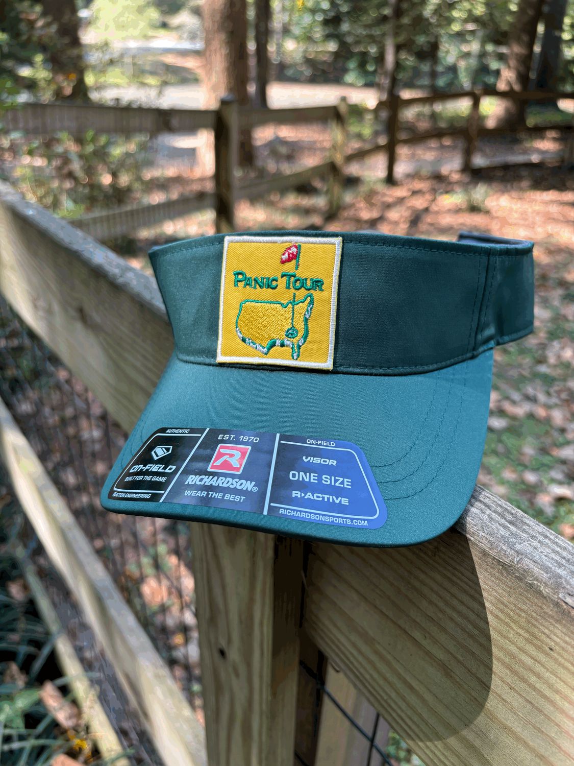 Richardson low profile visor with custom Panic Tour patch