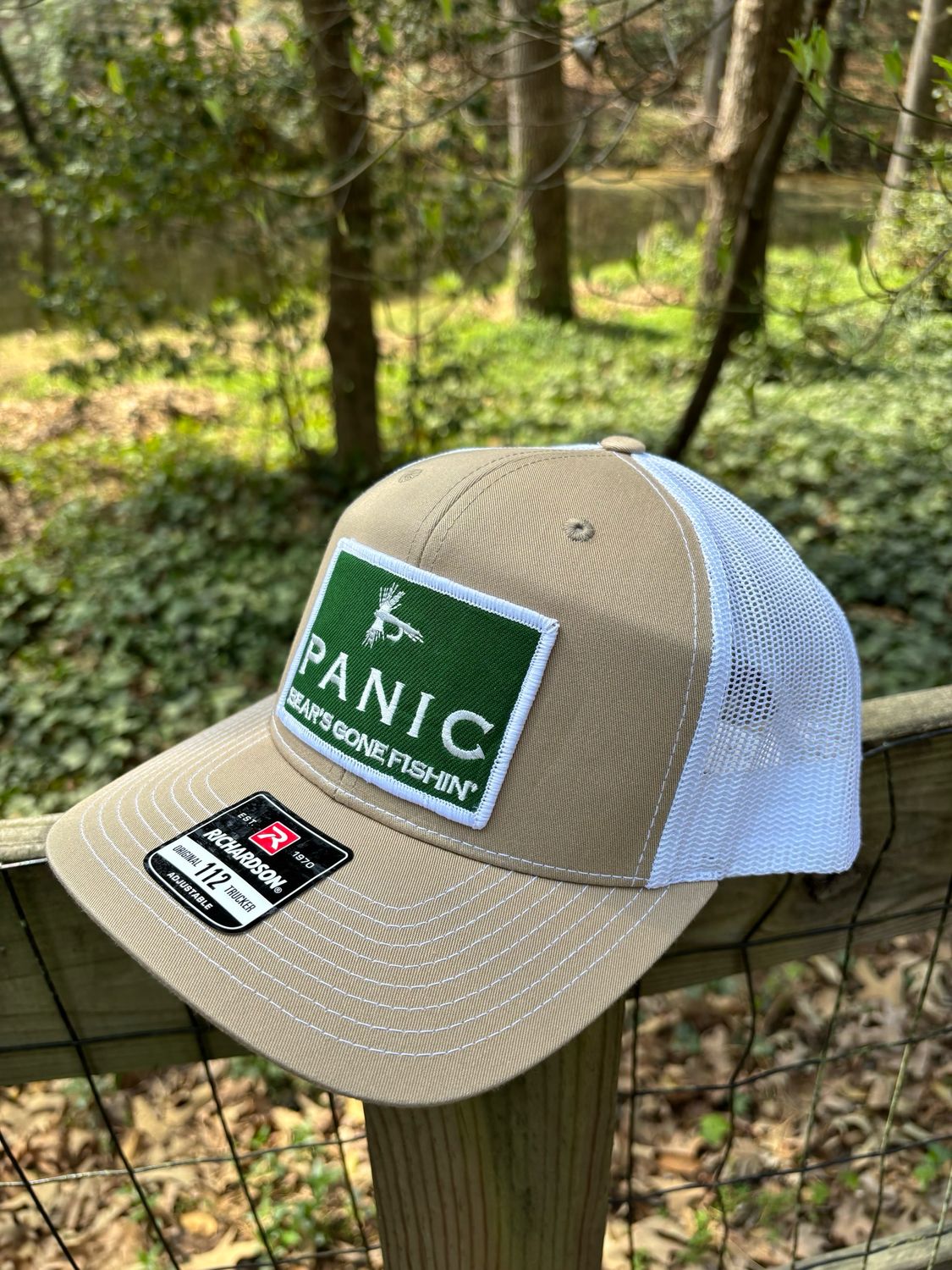 Richardson 112 Bear’s Gone Fishin’ Hat Khaki/White