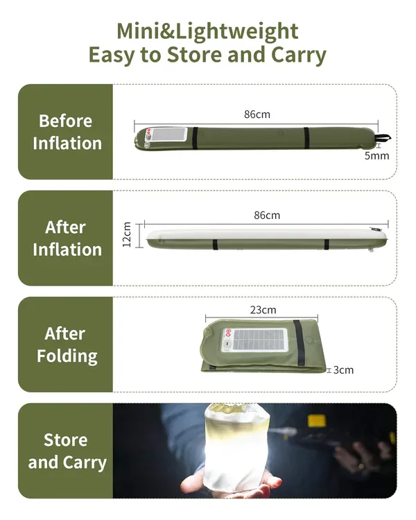 Inflatable Light tube with solar, power bank &amp; multi colour