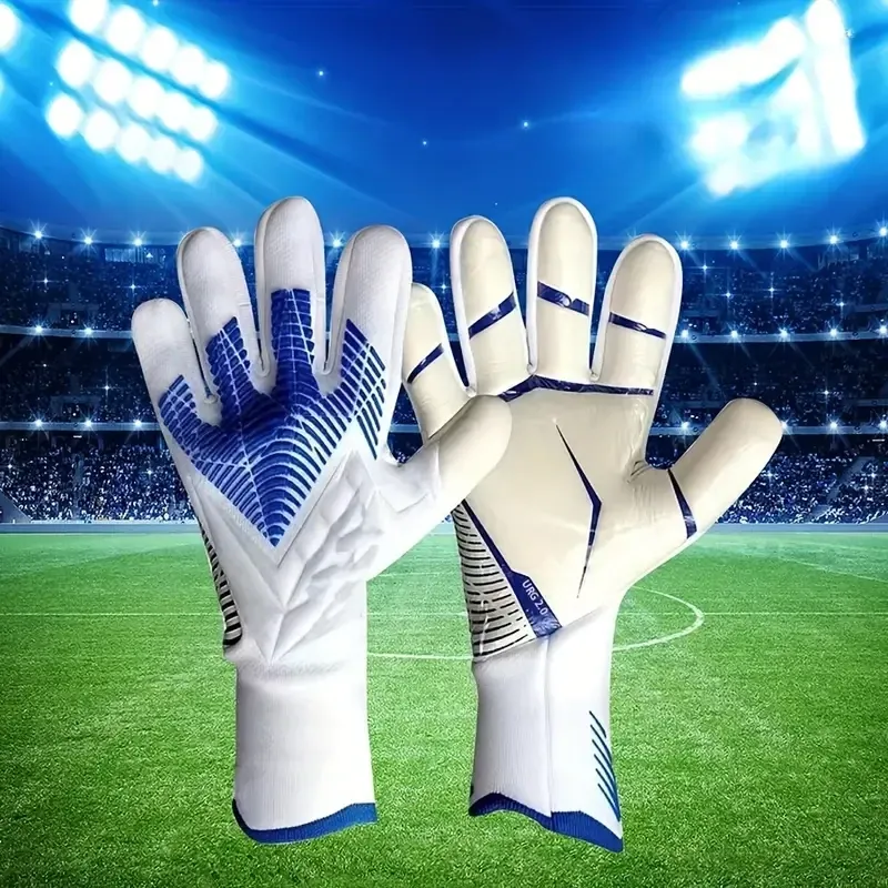 Breathable Soccer Goalie Gloves White & Blue