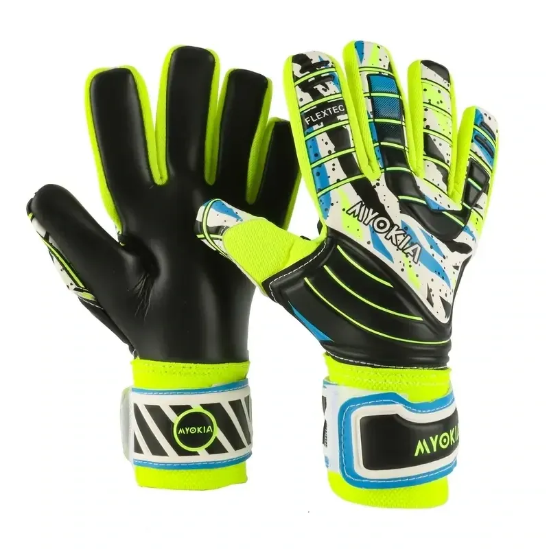 Breathable Soccer Goalie Gloves Black with Yellow Details