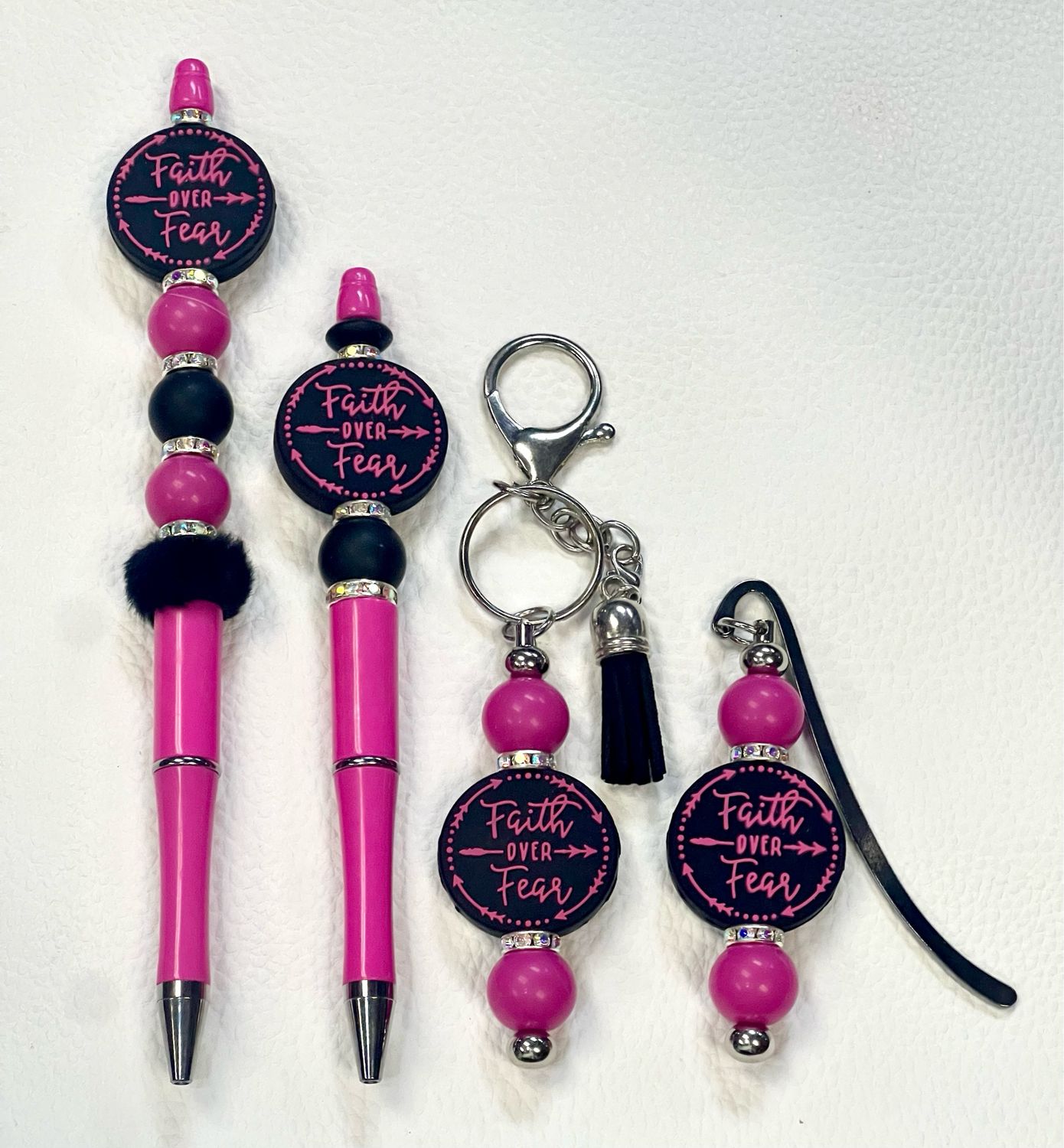 Faith over Fear SET!  Beaded Pen, Keychain, and Bookmark! 