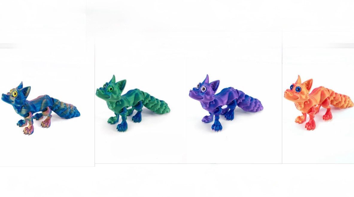 Articulated 3D Printed Fox Dragon – Flexible Fantasy Creature – Cute Poseable Collectible