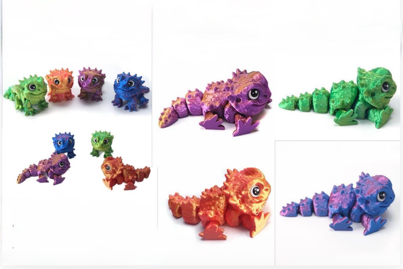 Articulated 3D Printed Baby Lizard – Cute Flexible Reptile Toy – Big Eye Collectible