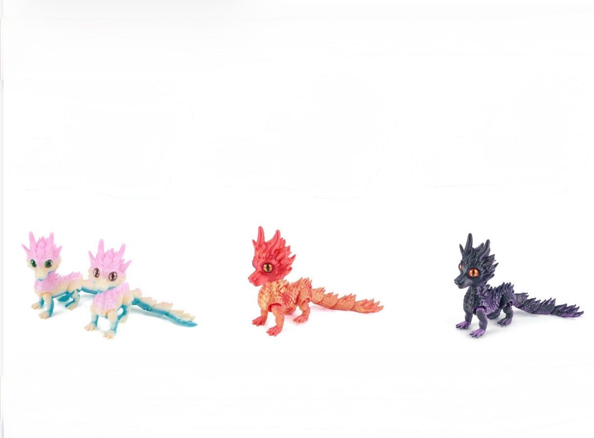 Articulated 3D Printed Elemental Baby Dragon – Flexible Fantasy Creature – Multiple Color Variants