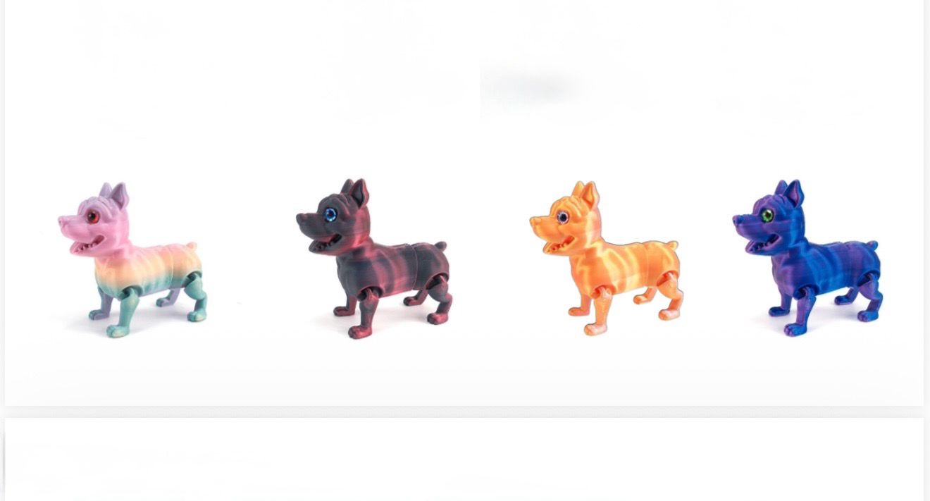 Articulated 3D Printed Puppy – Flexible Frenchie-Style Dog Figurine – Poseable Collectible 