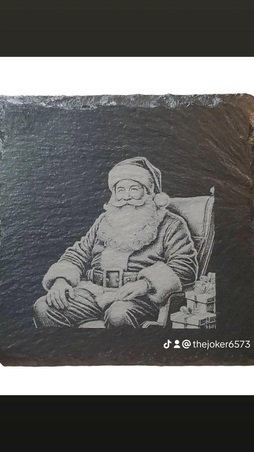 Christmas Slate Coasters - Non-Slip Surface for Your Drinks - Eco-Friendly Tableware QTY 4 Slate coasters Set
