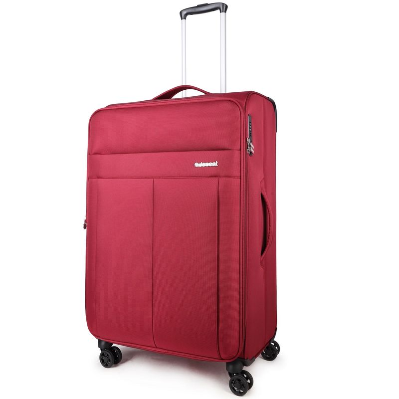 D-Upright Großer Weichgepäck-Reisekoffer mit TSA-Schloss – Ultra-leicht, 109 L, Weinrot (76 × 46 × 32–35 cm)