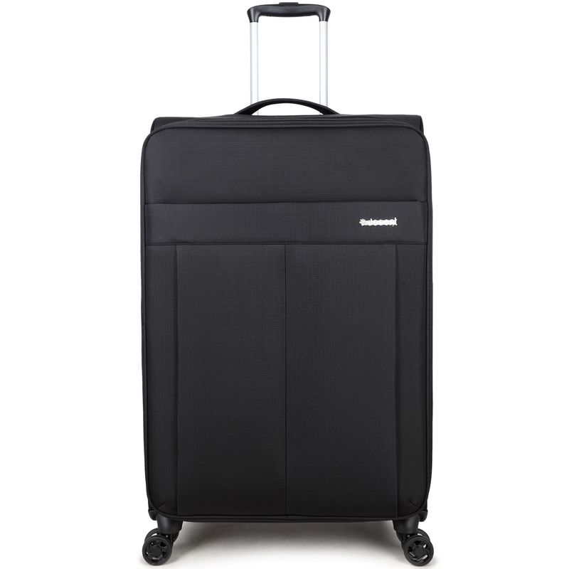D-Upright Großer Weichgepäck-Reisekoffer mit TSA-Schloss – Ultra-leicht, 109 L, Tiefschwarz (76 × 46 × 32–35 cm)