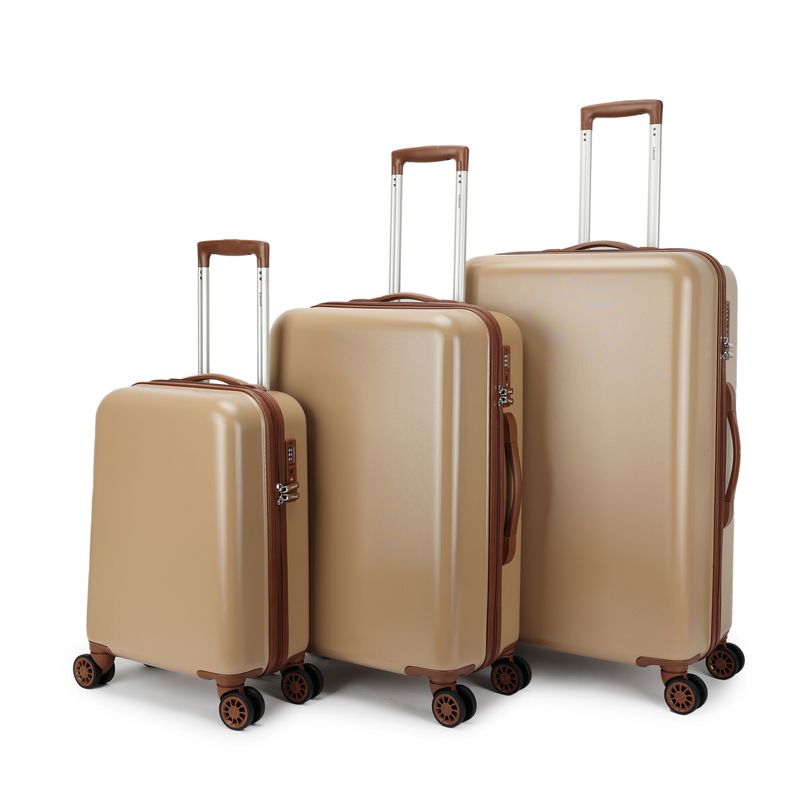 Retro 3-teiliges Hartschalen-Reisekoffer-Set – Trolley-Set mit TSA-Zahlenschloss &amp; 4 Rollen, Cappuccinobraun (35 L, 65 L &amp; 96 L)