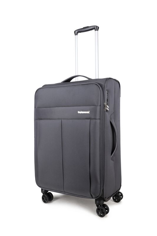 D-Upright Mittelgroßer Weichgepäck-Reisekoffer mit TSA-Schloss – Ultra-leicht, 70 L, Anthrazitgrau (66 × 41 × 27–30 cm)
