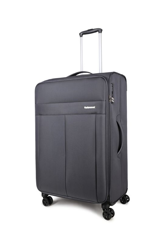 D-Upright Großer Weichgepäck-Reisekoffer mit TSA-Schloss – Ultra-leicht, 109 L, Anthrazitgrau (76 × 46 × 32–35 cm)