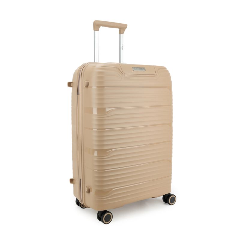 Explorer Mittelgroßer Reisekoffer 68 Liter – Hartschalen-Trolley mit TSA-Schloss, Sandfarbe (66 × 45 × 26 cm)