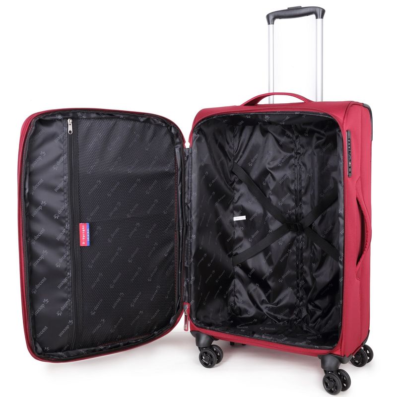 D-Upright Mittelgroßer Weichgepäck-Reisekoffer mit TSA-Schloss – Ultra-leicht, 70 L, Weinrot (66 × 41 × 27–30 cm)