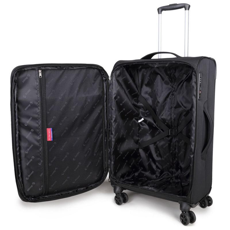 D-Upright 3-teiliges Reisekoffer-Set mit TSA-Schloss – Trolley-Set, Tiefschwarz (34 L, 70 L &amp; 109 L)
