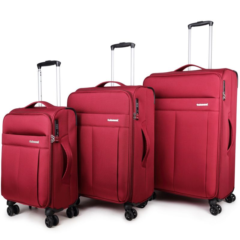 D-Upright 3-teiliges Reisekoffer-Set mit TSA-Schloss – Trolley-Set, Weinrot (34 L, 70 L &amp; 109 L)