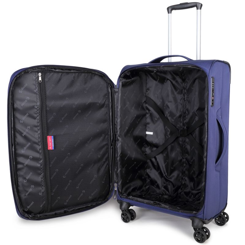 D-Upright Mittelgroßer Weichgepäck-Reisekoffer mit TSA-Schloss – Ultra-leicht, 70 L, Marineblau (66 × 41 × 27–30 cm)